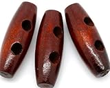 Handarbeit-Lieblingsladen 12 Holzknöpfe, Knebelknöpfe Oval 3,4 x 1,1 cm rotbraun 2 Löcher längliche Knöpfe