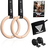 GORNATION Turnringe Holz, Gym Rings, Ringe für Calisthenics, Turnen, Fitness, Sport, Olympische Gymnastikringe mit Gurten & Tasche für Indoor & Outdoor Training