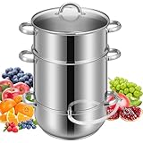 VIVOHOME Dampfentsafter aus Edelstahl für Obst und Gemüse Entsafter Kochtopf 10L mit Deckel aus gehärtetem Glas für Herdarten Induktion geeignet (11 Quart)