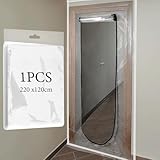 Staubschutztür mit Reißverschluss, 1.2mx2.2m, Wiederverwendbar U-Form Staubschutztür, Bautüre mit Reißverschluss, Staubschutzwand aus Pvc mit Abdeckfolie, Zuschneiden Staubtür für Schmutzschleuse