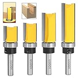 WSOOX 4 teilig Bündigfräser with Schaft 8 mm, Professional Zubehör, Holz Fräser Router Bit Oberfräser