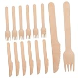 ULTECHNOVO 200 Stück Einwegbesteck Set aus Holz Robuste Gabeln Messer für Partys Hochzeiten Outdoor Events Umweltfreundliches Kompostierbares Besteck aus Birkenholz