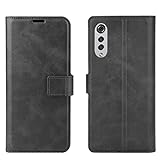 Kezaizhe Klapphülle für LG Velvet Hüllen PU Leder Wallet Schutzhülle Schutz Mobiltelefon Flip Back Cover für Velvet LG Velvet 5G 4G LTE Tasche Handy Zubehör (Black)