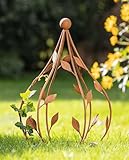 Dekoleidenschaft Rankhilfe Blätter in Kegel-Form, Metall in Rost-Optik, Gartenstecker, Rankkegel, Rankgerüst, Rankgitter, Rostdeko, Rosen-Rankenhilfe, Gartendeko für Draußen, Dekostecker