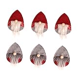 CIYODO 6 Stück Teiliges Weihnachts Besteckhalter aus Rote und Graue Weihnachtsmützen Bestecktasche Kreative Tischdeko für Festliche Dinner und Party Praktische Aufbewahrung für Gabeln und