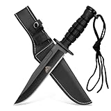 by GER-SABER Jagdmesser festehende Normal Klinge inkl. Gürtelholster 31,5cm Einhandmesser - Outdoor Messer für jedes Abenteuer, Survival Bowiemesser für Camping, Jagd, Wandern und mehr (SA43)