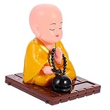 Ciieeo 1 Stück Ornamente Hula Betriebener Rückspiegel Hängendes Zubehör Solar Tanzende Spielzeuge Figuren Mini Mönch Statue Auto Dekorationen Innenraum Tiki Fackel Gelb Kunststoff