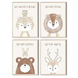MeinBaby123® Affirmationsbilder | 4er Set DIN A4 Poster Set | Bilder Kinderzimmer Poster| Babyzimmer Deko | Wandposter Premium (Vier Freunde Affirmation)