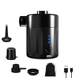 Mojimdo Tragbare Elektrische Luftpumpe, 5000 Pa Pumpe Akku, 450L/Min, Kompakte Air Pump mit 4 Düsen, für Camping, Luftmatratze, Schwimmring, Luftkissen, Schlauchboot, Vakuumbeutel