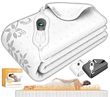 KESSER® Wärmeunterbett 150x80cm mit Abschaltautomatik Fernbedienung | Heizdecke mit 3 Temperaturstufen | Wärmebettunterlage fürs Bett Matratzenheizung | Wärmedecke aus weichem Vlies Heizkissen Weiß