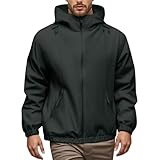 Generisch Windjacke Herren Lightweight Dünne Wanderjacke Winddichte Wasserdicht Regenjacke Multifunktional Outdoorjacke Lockere Bomberjacke Kordelzug Blouson Einfarbig Freizeitjacke Packbare Anorak
