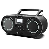 KLIM Boombox B5 Radio mit CD Player + FM Radio, Bluetooth, AUX, USB + NEU + CD Player tragbar mit kabellosem Modus und aufladbaren Akku + CD-Player mit Autosleep, Digital EQ