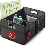 Praknu Kofferraum Organizer Faltbar XL – 3 Flexible Fächer mit 5 Taschen – Rutschfester Boden – Ideale Größe für Ordnung im Auto – Robust & Wasserabweisend aus Oxford Gewebe