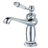 Namuoto Wasserhahn Retro, Wasserhahn für Bad Waschtischarmatur Messing Einhebelmischer Waschbecken Waschbecken Armaturen mit Keramikventil, Chrom