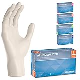 100x ARNOMED Einweghandschuhe L, Latexhandschuhe Weiß (1x100 Stück), Einweghandschuhe puderfrei, Handschuhe Latex Einweg, Putzhandschuhe, Latex Handschuhe, Einmal-/Einweg-Handschuhe XS, S, M, L & XL