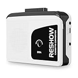 Reshow Walkman-Kassettenspieler/Recorder, tragbarer Kassettenspieler, Aufnahme auf Kassette, eingebaute Lautsprecher, USB-Kassetten-zu-MP3-Konverter manuelle Aufnahme - White