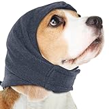 FDEETY Ohrenschutz für Hunde Beruhigende mit Verstellbarem Selbstklebendem Haustier Ohrenklappe Kopfwickel Ohrenschützer Winter Mütze Gehörschutz Hund für Angstlinderung und Beruhigung (L)