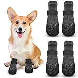 Hundeschuhe Hundestiefel 4 Stück Pfotenschutz wasserdichte rutschfeste Hundesocken Hunde Schuhe Outdoorfür kleine, mittlere und große Hunde mit verstellbarem Riemen