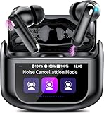 buwy Bluetooth-Kopfhörer, wasserdichte Kopfhörer, Geräuschdämpfungsmikrofon, Drahtlose Bluetooth 5.3 In-Ear-Kopfhörer, LED-Display