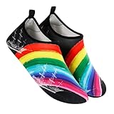 VANZACK 1 Paar Wasserschuhe Rainbow Sailboat Atmungsaktive rutschfeste Schnelltrocknende Strandschuhe für Wassersport und Aktivitäten Am Surfen Tauchen und Schwimmen