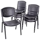Nexos Trading Bürostuhl 8er Set Konferenzstuhl Besucherstuhl schwarz 48 x 54 x 79 cm Stapelstuhl Metallrahmen stabil Sitzfläche Kunststoff