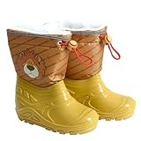 ESTEXO Kinder Gummistiefel Regenstiefel Thermostiefel Mädchen Jungen gefüttert Gelb Löwe 26
