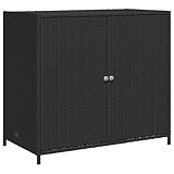 vidaXL Gartenschrank, Geräteschrank mit viel Stauraum, Beistellschrank Schrank mit Türen, Balkonschrank Terrassenschrank, Schwarz Poly Rattan
