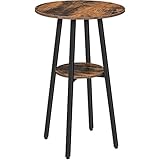 HOOBRO Bartisch, Hoher Tisch, Bistrotisch, Kleiner Stehtisch mit 2 Runden Tischplatten, für Küche, Wohnzimmer, Bar, Vintagebraun und Schwarz EBF55BT01