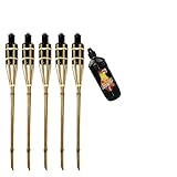 Moritz 5X Bambusfackeln Fackel 90 cm Standard Natur + 1x 1000ml Lampenöl Gartenfackel Ölfackeln Garten Deko Öllampe Wegleuchte