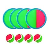 Velcro Ball Game, Beach Games, Velcro Ball Set with 4 Velcro Ball Paddle and 4 Velcro Ball Game Throwing and Catching Game, Velcro Ball for Party, Garden, Indoor and Outdoor Use