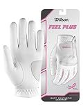 Wilson Damen Golfhandschuh, Größe M, Links, LLH, Weiß, Feel Plus, WGJA00770M