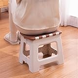 Eawfgtuw Tragbarer Klapphocker, stabiler Kunststoff-Tritthocker für drinnen und draußen, rutschfeste Gummifüße, kompaktes Design für Küche, Bad, Camping, Angeln, Blau