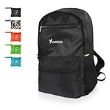 Moorle Faltbarer Rucksack 15L schwarz, Ultraleicht Tagesrucksack Wasserdicht Zum Falten, Kleine Wanderrucksack Für Damen Herren, Leichter Daypack Rucksack Zum Wandern, Faltbar Wanderrucksack Für Reise