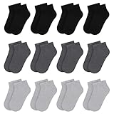 Libella 12 Paar Sneaker Socken Jungen/Mädchen Kurzsocken Füßlinge schwarz und grau 80% Baumwolle 2864 27-30