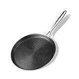 Innerwell Crepe Pfanne 28cm aus Edelstahl, Antihaft & Kratzfest Crepe Pfanne, Pfanne Induktion mit Wabenstruktur, Omlettpfanne, PFOA Frei,Edelstahlgriff