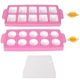 2 Knödelformen, 1 weißer Spatel, rosa Ravioli-Form, 10 Gitter, runde quadratische Form, Ravioli-Form, DIY-Kochwerkzeuge, Küchenutensilien