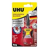 UHU Sekundenkleber extra stark | 3g Kleber für präzises, dosiertes Kleben | Sekundenkleber flüssig für Kunststoff, Metall, Holz, Keramik, Porzellankleber | Superkleber & Kunststoffkleber