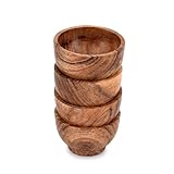 Samhita Snack- und Dipschalen aus Akazienholz, ideal für Vorspeisen, Dips, Soßen, Nüsse, Süßigkeiten, Oliven, Samen, Desserts und mehr, 7,62 x 7,62 x 5,08 cm, 4 Stück