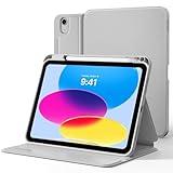 CACOE Hülle für iPad 11 Generation (A16) 2025, iPad 10 Generation 2022 mit Stifthalter, Dünn Folio Ständer Tablet Schutzhülle, Multi-Winkel Betrachtung, Hellgrau