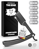ANYMALE Rasiermesser 'The Edge' - Rasiermesser mit Wechselklinge - Barber Rasierer für Bart und Konturen - Straight Razor aus Metall - Schwarz