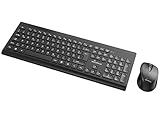 MediaRange kabelloses Funk-Tastatur und 5 Tasten Funk-Maus Set, deutsches QWERTZ Layout, PC Tastatur Set mit kabellosem USB 2.0 Empfänger, spritzwassergeschützt & höhenverstellbar