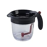 Fetttrennkanne für Soßen, Fettabscheider 1000ml, Doppelfiltrations Fetttrenner, Ein Knopf Pressefreigabe Spender, Einfaches Abscheiden von Fett