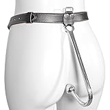 ALMYMM Damen Lederseil Keuschheitsgürtel flirten sexy Leder Harness Unterwäsche mit Analhaken Buttplug verstellbarer Bondage BDSM Edelstahl Analplug (Analkugel Ø3.0cm)