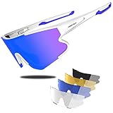 HAAYOT Polarisierte Fahrradbrille, Baseball-Sonnenbrille für Herren und Damen, Sport, Laufen, Radfahren, MTB, Angeln, Sonnenbrille mit 5 Gläsern, Blau