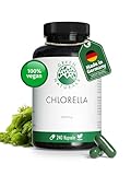 Chlorella Algen Kapseln - Hochdosiert: 2400mg - 240 Kapseln mit hochdosiertem Chlorella Pulver - Vegan, Glutenfrei & ohne Zusätze - 2 Monate Vorrat - Green Naturals®