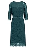 APART Fashion Damen Spitzen Midikleid, Cocktailkleid mit Schleifengürtel, Rundhalsausschnitt, 3/4 Ärmel Formales Kleid, Florales Spitzen Etuikleid Für Hochzeitsgäste, Party & Geschäftskleidung