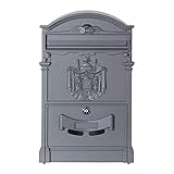 Verda Briefkasten mit 3D Relief Postkasten Retro Antik Vintage Wandbriefkasten Mailboxen Aluguss Modellwahl [40 x 25,5 x 9cm] Klassischer Antiker Metallbriefkasten (SN3663-5 Anthrazit Matt)