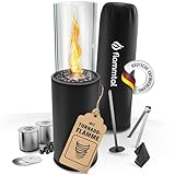 Der flammtal Standkamin Helix [Das Original] - Outdoor Bioethanol Kamin [8h Brenndauer / 86x26x26cm] - Freistehender Ethanol Standkamin mit Tornadoflamme - Ethanol Kamin mit Verstellbarer Flamme