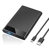 POSUGEAR Festplattengehäuse 2,5 Zoll, 6Gbps USB C 3.1 Gen 2 Externes Festplatten Gehäuse für 7mm/9.5mm 2.5 Zoll SATA SSD HDD mit UASP, Externe SSD Gehäuse mit USB C 3.1 Kabel Werkzeugfreie Montage