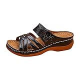 MKMK Damen Ballerina Pumps mit Keilabsatz Casual Damen Sommer Wedge Peep Toe High Heel Plattform Pantoletten Peep-Toes Pumps Party Damen Sandalen Bequem Vintage Bohemian Sandalette Beach